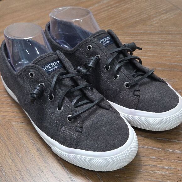Sperry Seacoast Charcoal Soft Wool Flannel Boat Shoes 8.5 - Picture 1 of 9